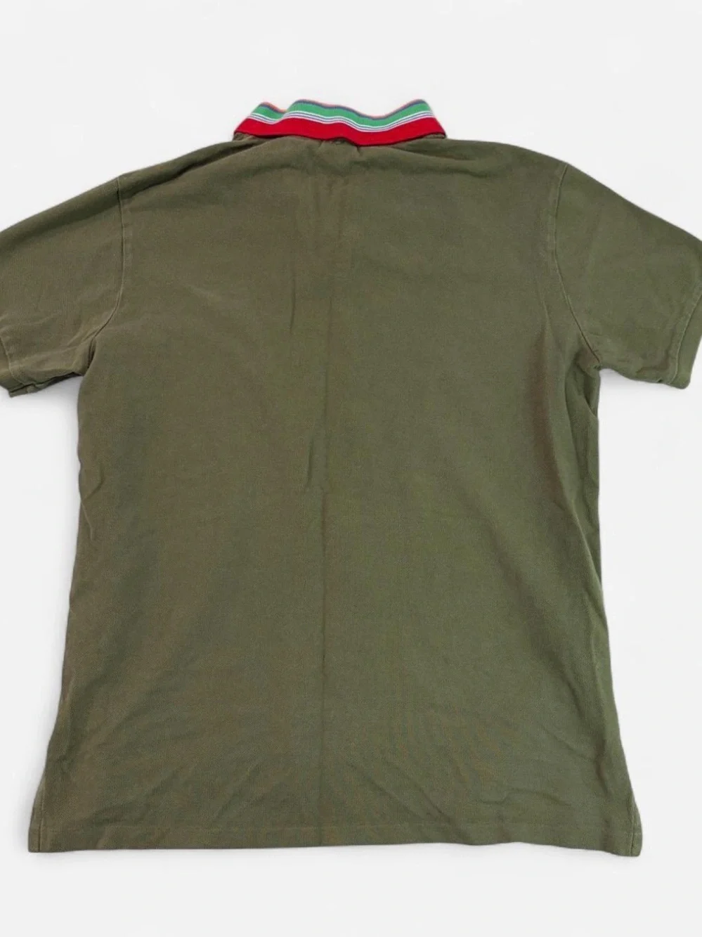 Polo by Ralph Lauren Olive Polo with Orange & Multicolor Stripe Collar